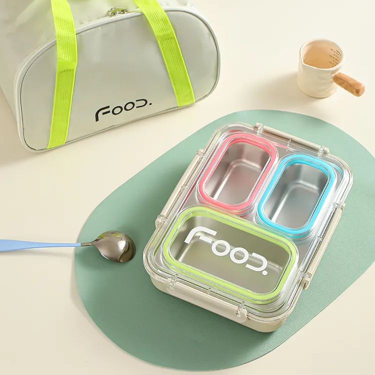 多巴胺分格饭盒可微波餐盒三格便携上班族学生带饭清新饭盒