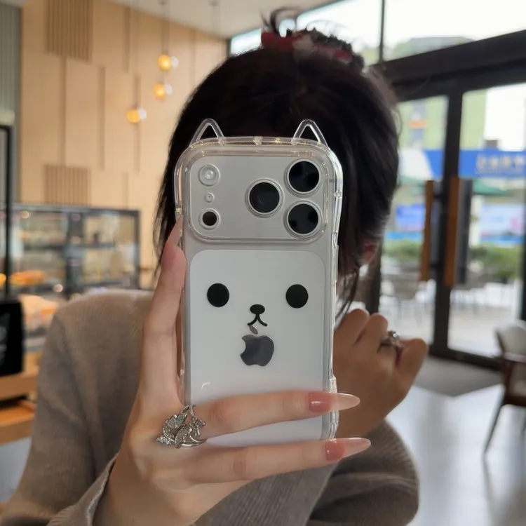 BANCA呆萌表情适用iPhone16/17猫耳朵手机壳华为vivo小米15oppo