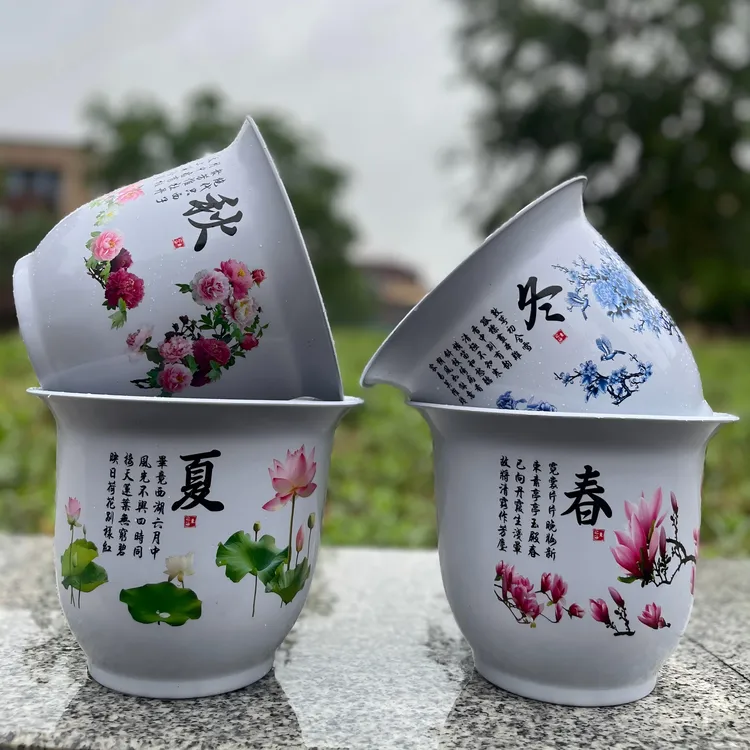 【春夏秋冬】高档中式仿陶瓷耐用耐晒透气树脂花盆清仓捡漏大号花盆商品图