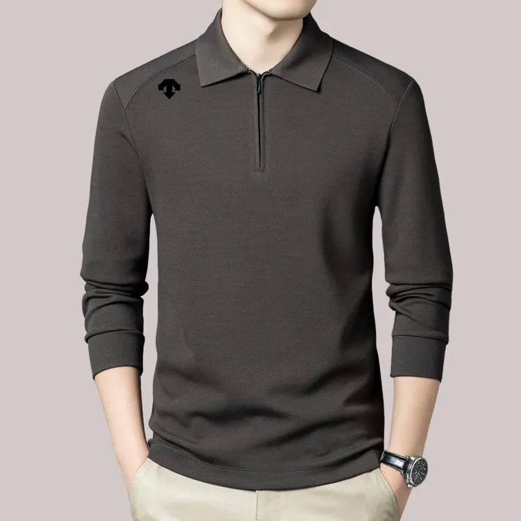【商场同款】迪桑家秋季新款拉链POLO衫男士宽松休闲商务长袖打底衫