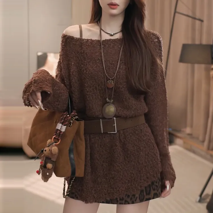 2025早秋新款韩系松弛氛围感慵懒风显瘦气质减龄镂空长袖针织衫女