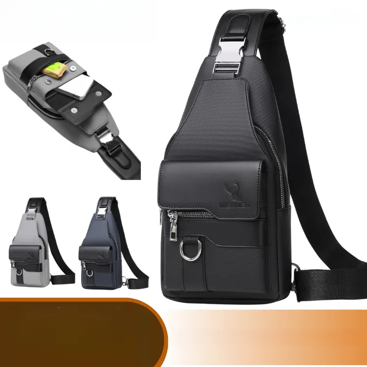 春夏新款户外男士胸包男款高级感防水背包男斜挎包大容量胸包男