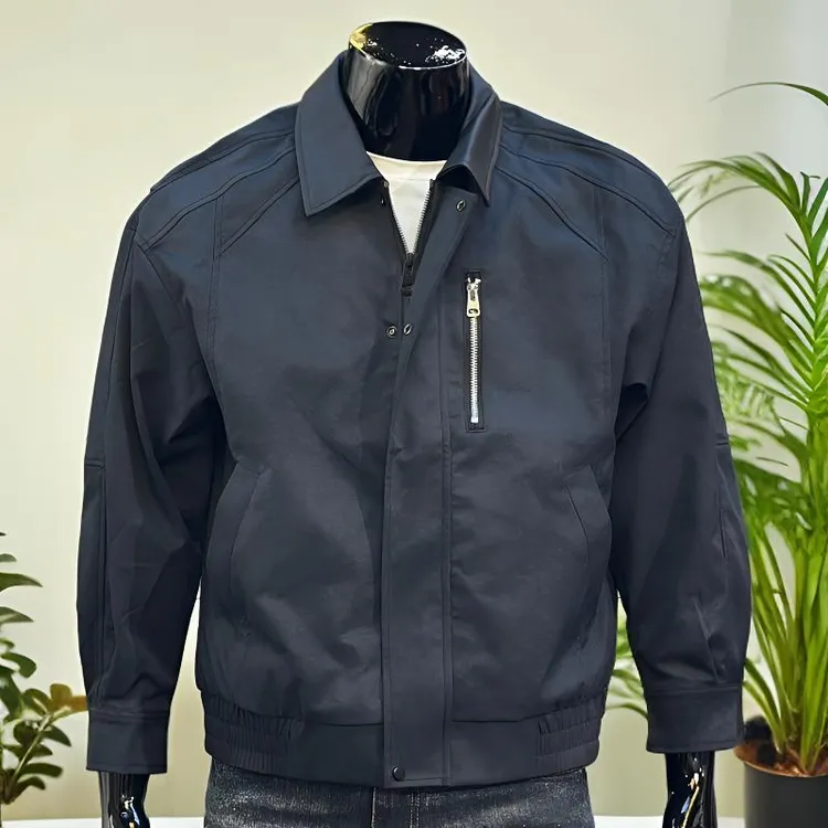 高端翻领外套男士秋季2025新款潮牌轻奢休闲夹克男款落肩青年上衣