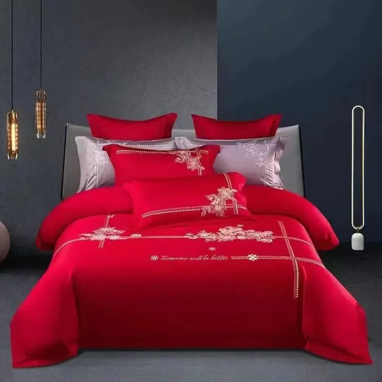 高档纯棉平纹床上用品四件套床盖被罩枕套被芯