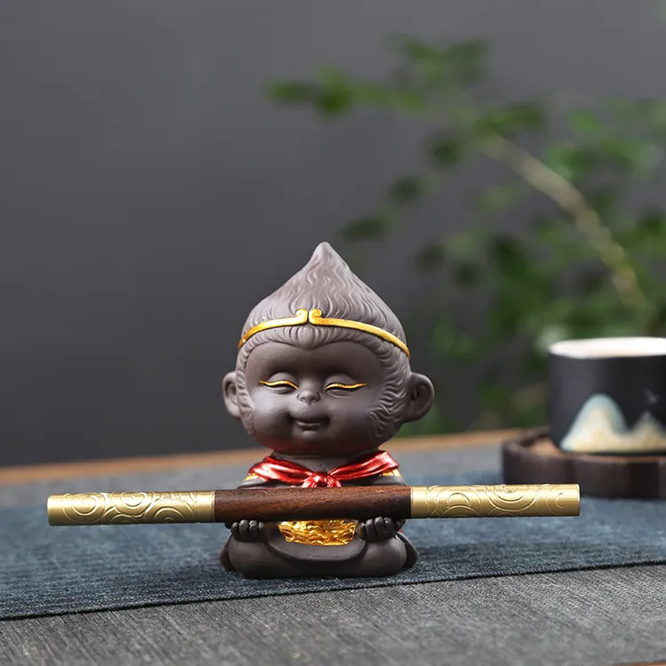 紫砂茶宠摆件孙悟空茶针可养创意精品大圣茶具配件办公室茶桌