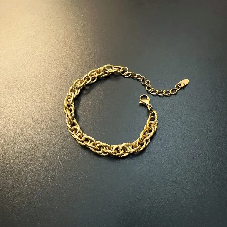 合金手链 百搭链条手链金色小众麻花首饰复古高级时装款