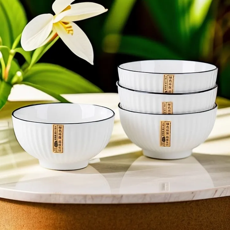 【4.5英寸米饭碗4个装】景德镇陶瓷碗家用吃饭碗创意碗盘餐具套装