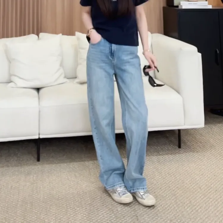 春夏新款设计感显瘦百搭细腿牛仔阔腿裤女LK2501422