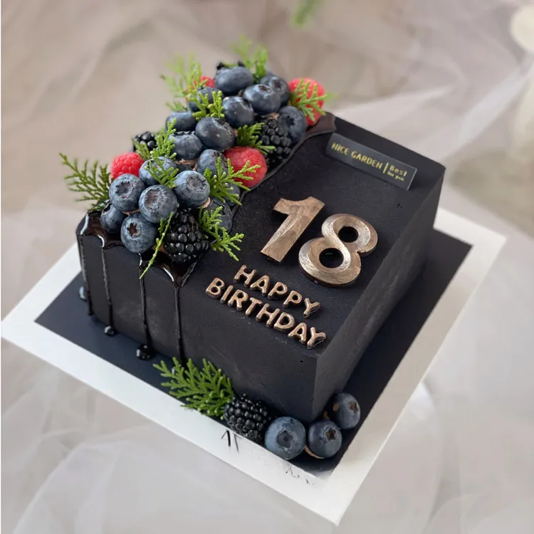 方形简约男士生日蛋糕爸爸男神老公男士大气附近同城免费配送上门