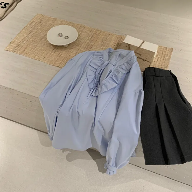 2025新款时尚简约气质设计感宽松显瘦百搭显瘦法式小众长袖上衣女