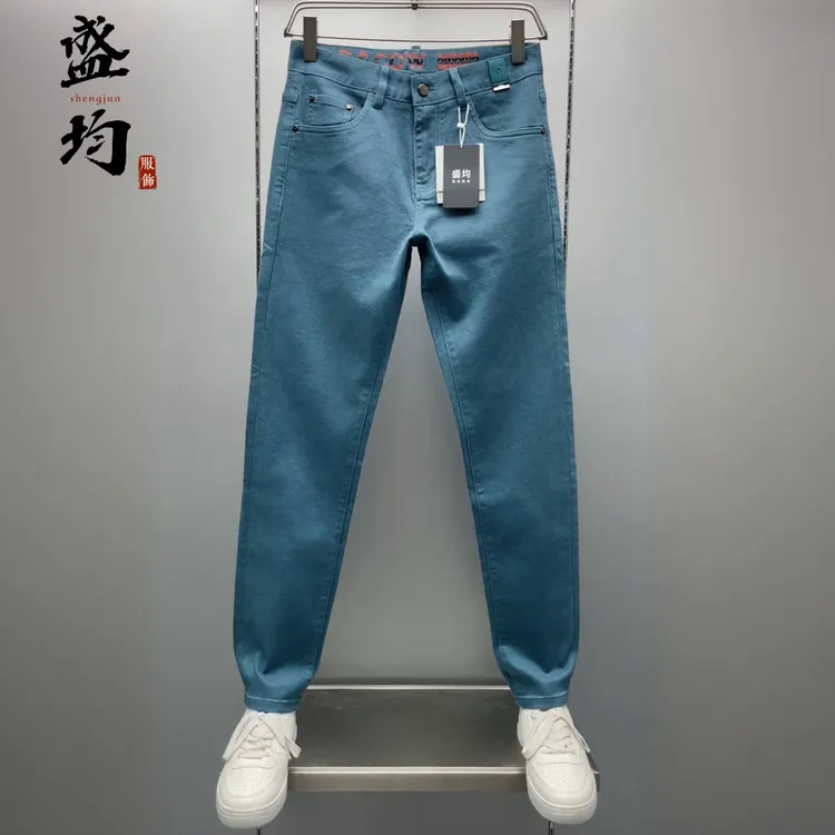 盛均牛仔裤男修身小直脚秋季新款弹力裤子直筒欧货休闲百搭长裤
