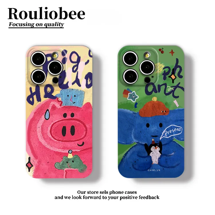 油画蓝大象适用苹果17/16菲林手机壳iPhone15pro华为vivo小米oppo