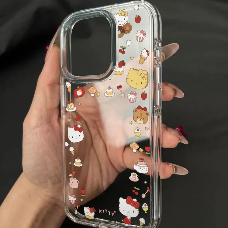 照片圈圈凯蒂猫适用苹果16手机壳iPhone15卡通12透明14promax大孔