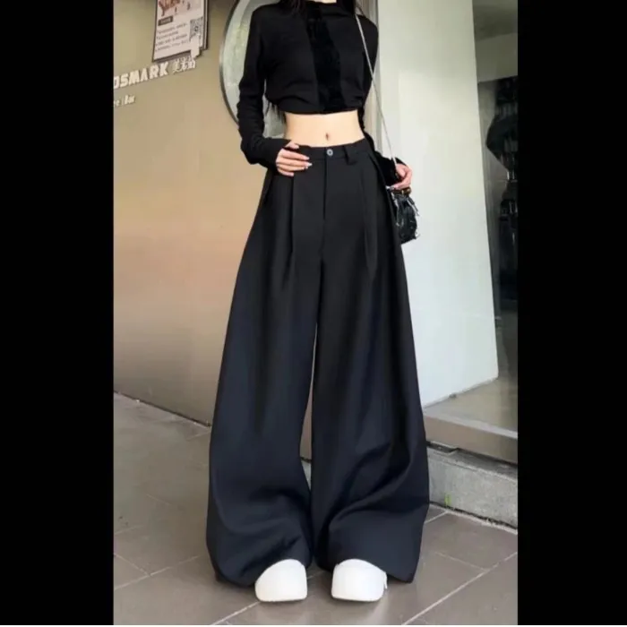 高腰阔腿裤女2025年春秋新款简约宽松显瘦百搭垂感西装裤休闲裤