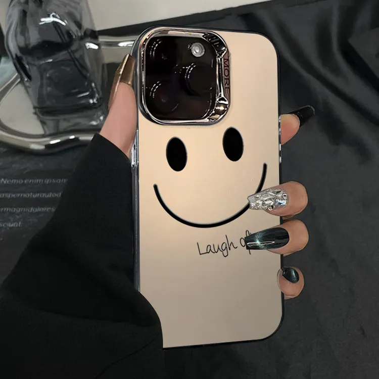 简约笑脸适用苹果16promax手机壳女创意简约防摔新款高级感保护套