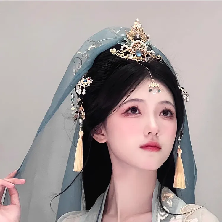 古风唐风明制汉服敦煌保色铜合金皓石发冠眉心坠敦煌配饰汉服古风