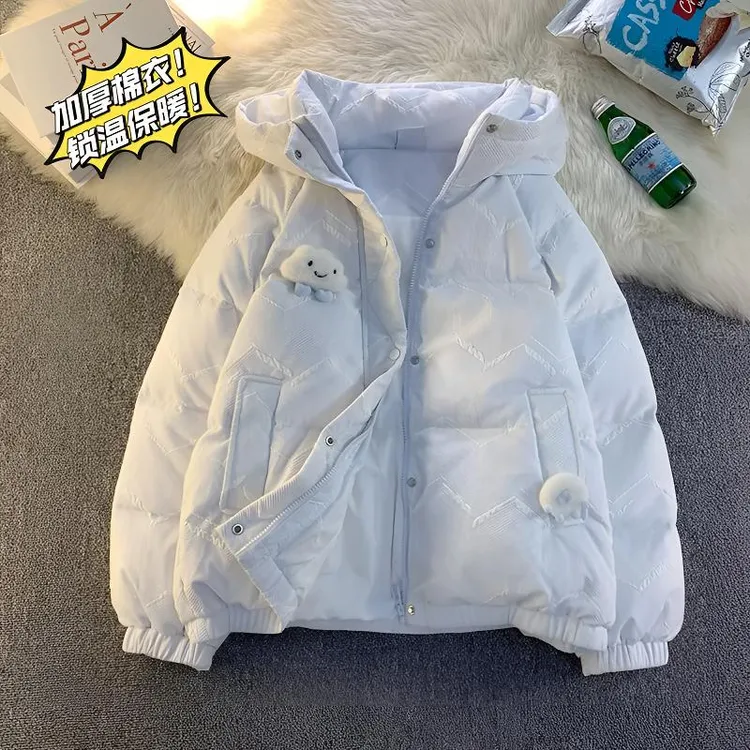 女童冬季2025保暖棉服连帽宽松加厚女孩子潮流休闲锁温秋冬港风潮