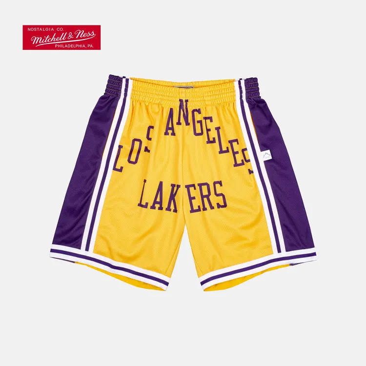 Mitchellness-NBA官方湖人队复古球裤BigFace运动篮球短裤