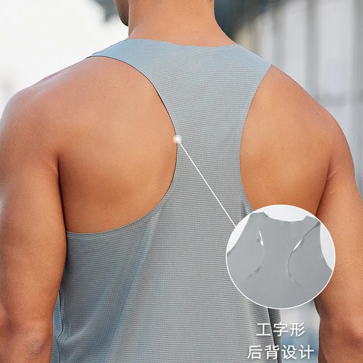 无痕压胶工字跑步背心男款夏季健身训练运动马拉松速干宽松上衣