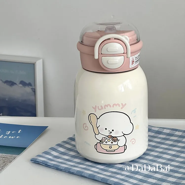 狗狗杯子可爱大容量保温杯女生高颜值水杯双饮316不锈钢吸管杯