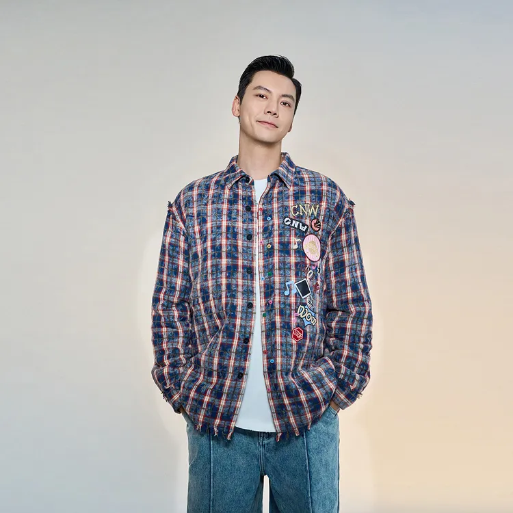 陈伟霆同款棉服CANOTWAIT_秋冬穿搭男女同款复古宽松格纹长袖外套