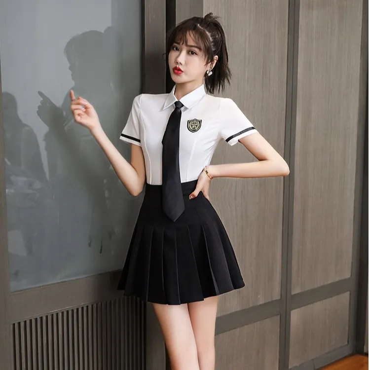 2025足疗技师工作服新款JK制服衬衫百褶裙套装足浴店按摩技师服