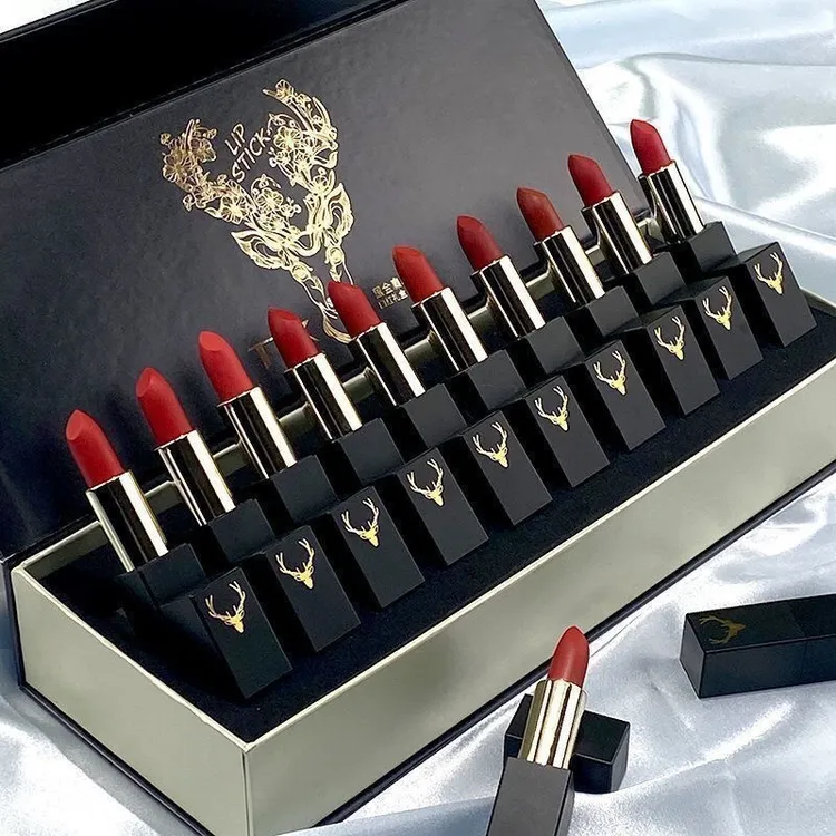 黑管麋鹿礼盒哑光显白不易掉色国风口红套装礼盒装送女友生日礼物