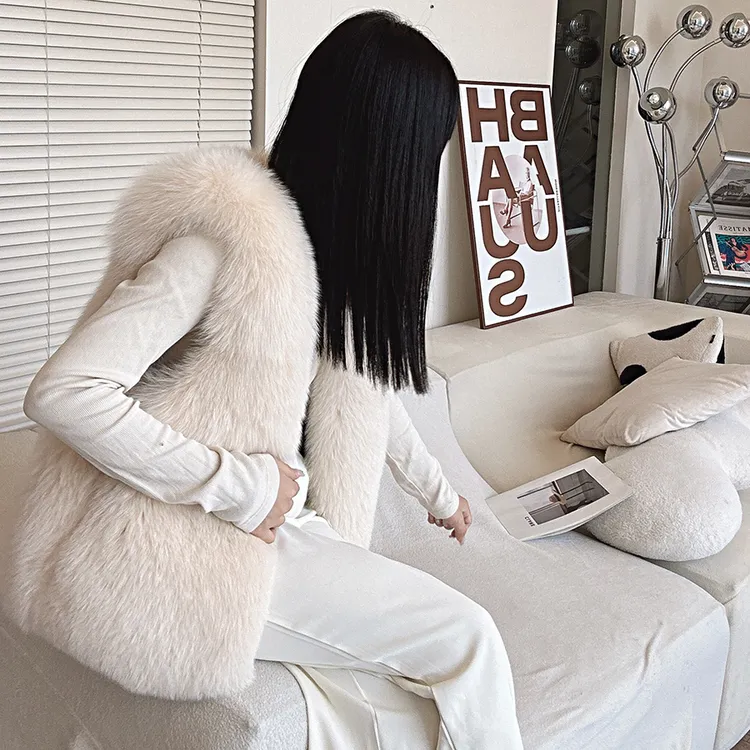 芬兰进口整皮狐狸王马甲 