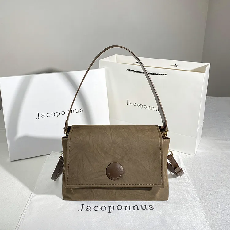 【雅各邦】2025新款雅丹小众感咖啡色托特包腋下大容量斜挎包小众包