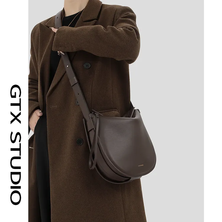 【谷田西】小众斜挎托特包大容量春季马鞍包高级感牛皮单肩通勤包