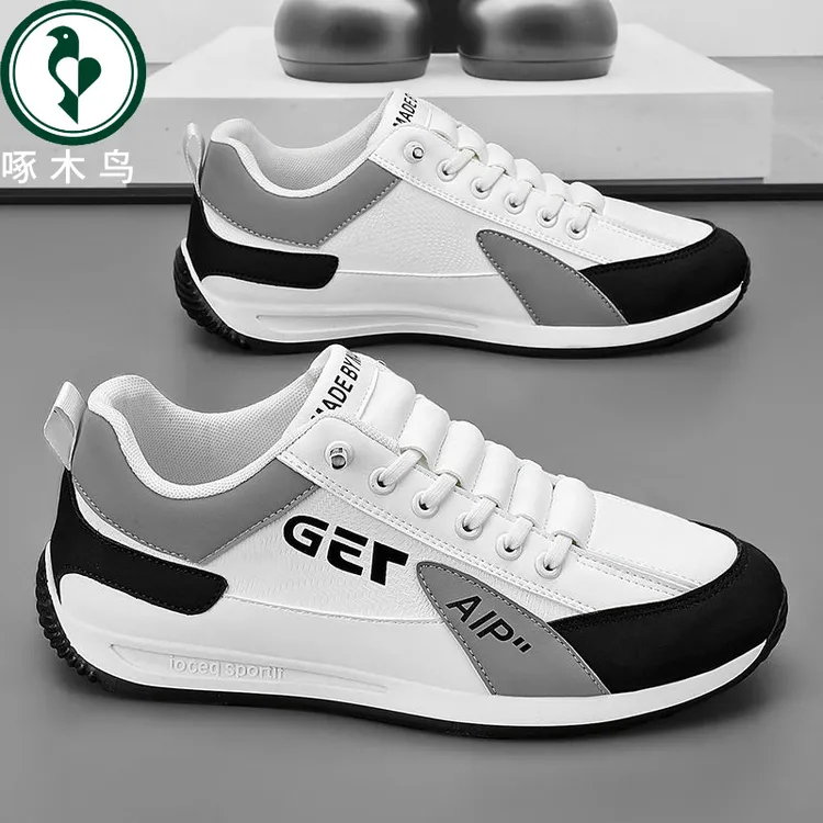 【正品】啄木鸟一脚蹬男鞋秋冬2025新款学生运动板鞋跑步男士休闲