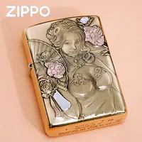 zippo打火机正品/168-潘金莲-立体雕刻-紫铜镶嵌DYJ1