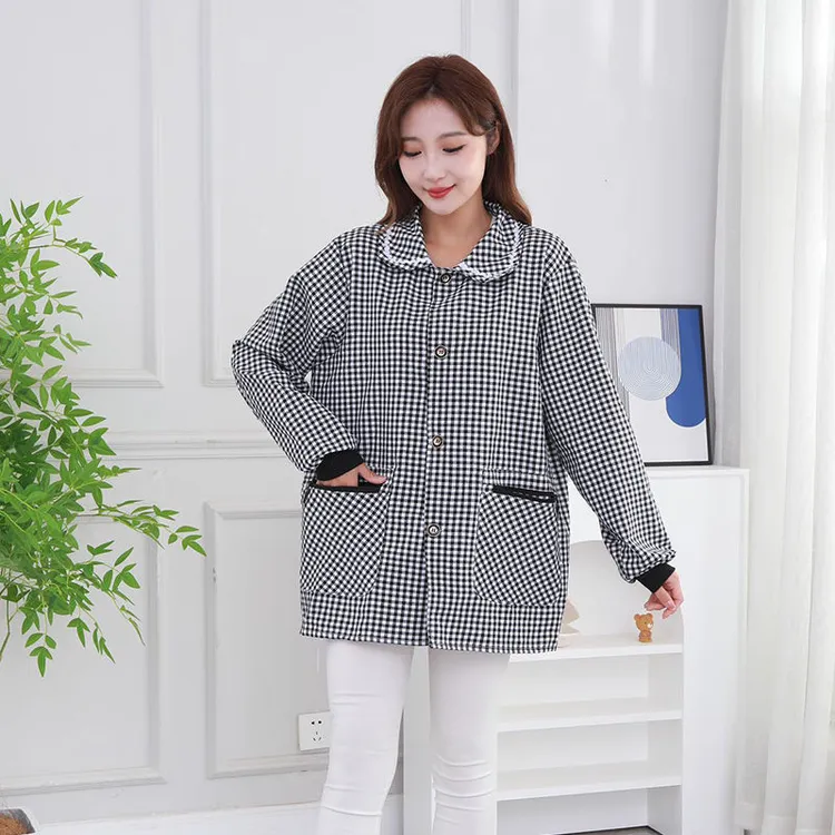 围裙长袖棉布罩衣厨房家用防污防尘耐脏时尚成人上班围裙厨房专用