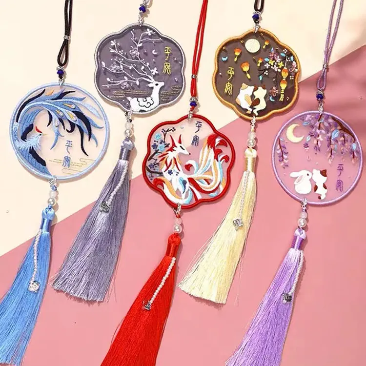 刺绣平安符十字绣自己绣diy手工中秋节礼物双面绣挂件新手初学者