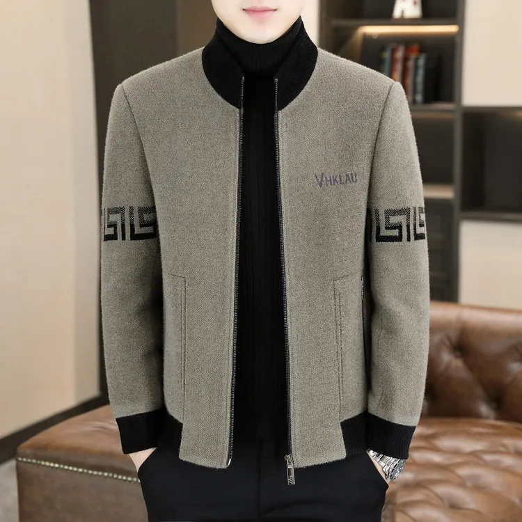 2025男士秋冬新款高档毛呢大衣休闲百搭加厚短款呢子立领夹克外套