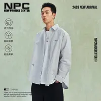NPC潮牌经典条纹刺绣logo衬衫100%棉长袖衬衣春季NP41SH01