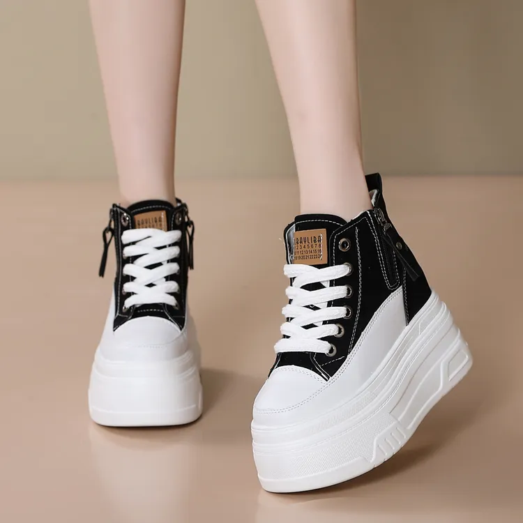 增高显瘦12cm小个子潮流小白鞋网红10厘米新中式高帮街舞板鞋女鞋