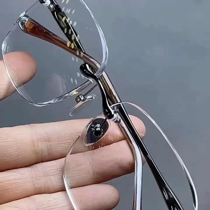 东海水晶石头老花眼镜时尚高档抗疲劳无边框耐刮耐磨无框石头眼镜