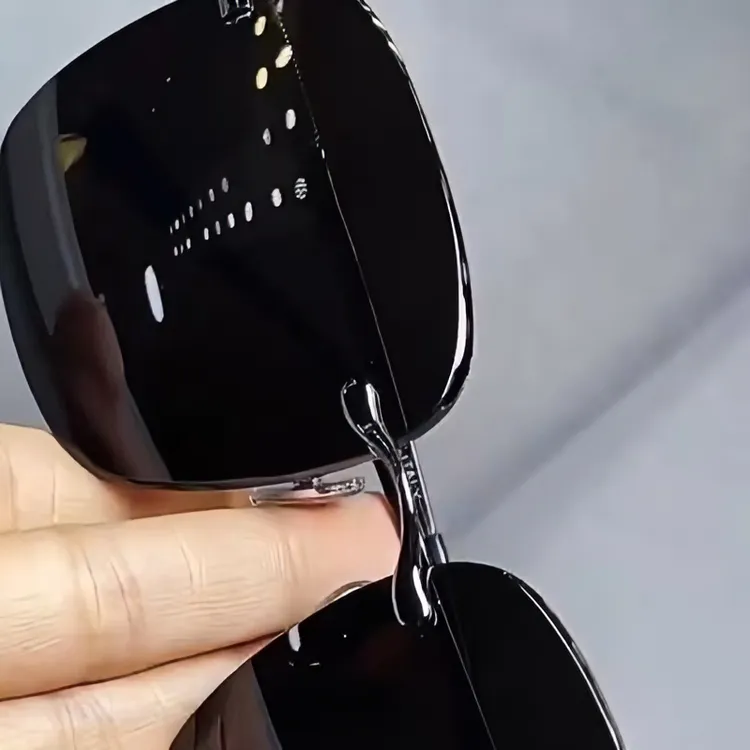 高档水晶眼镜墨镜石头镜无边框高档时尚男士个性黑色潮流复古男款