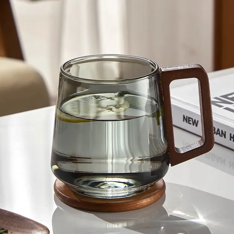 高硼硅茶杯家用客厅耐高温茶杯水杯大容量办公室待客杯透明喝水杯