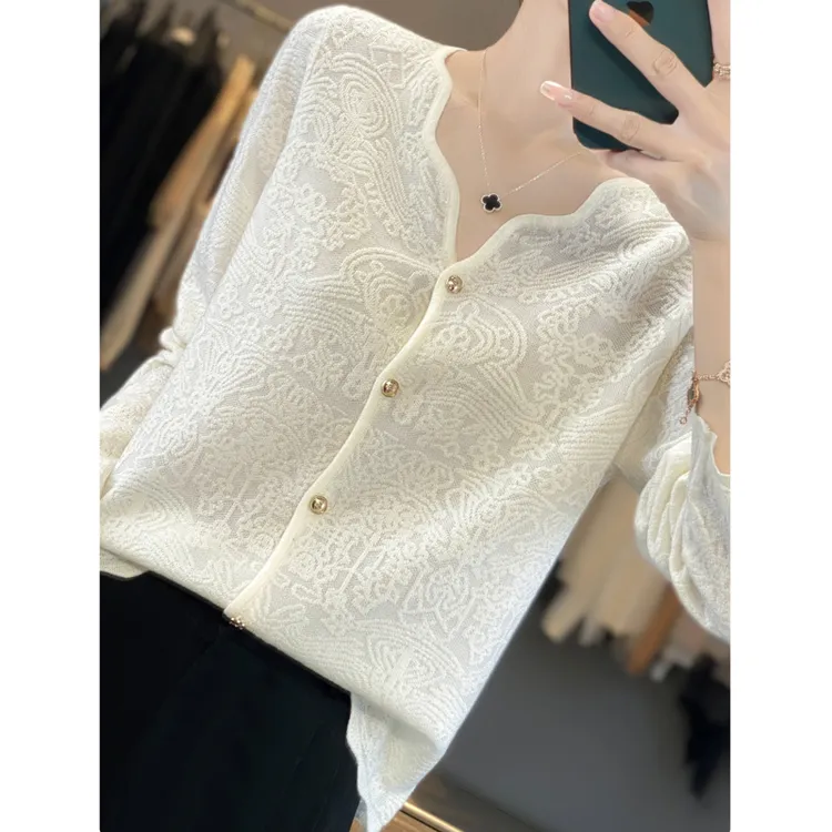 羊毛开衫女显瘦气质小香风外套洋气百搭上衣宽松打底长袖短款毛衣