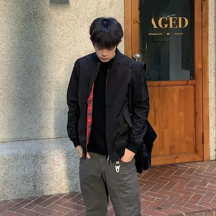 cleanfit短款外套男春秋立领机车棒球服美式复古哈灵顿g9飞行夹克