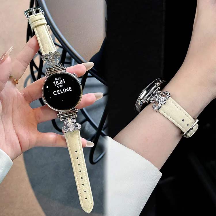 适用华为手表GT5轻奢闪钻小牛皮表带gt4表带watch3pro女款GT2Pro
