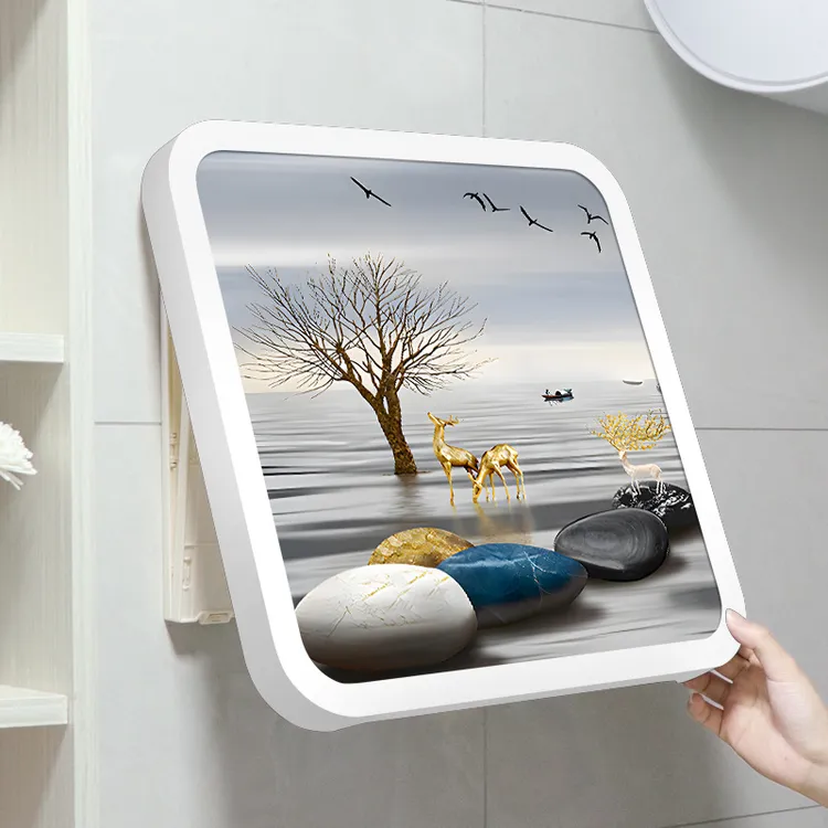 浴室壁画折叠收纳柜防水放衣服神器卫生间置物架免打孔壁挂收纳箱