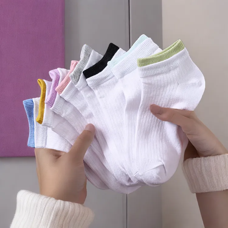 纯色棉短袜【10双装】百搭休闲风双袜口女款透气短袜薄款防袜子