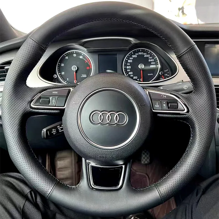 奥迪方向盘套真皮手缝13-16年A4L A3 16-17款A6L运动版 Q3 A6把套