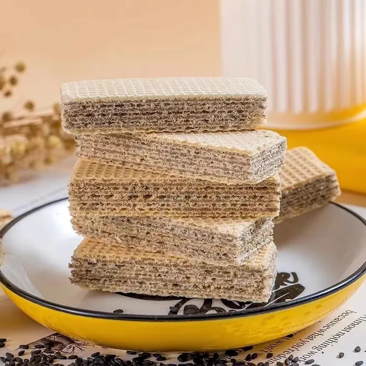 无添加蔗糖五黑威化饼干粗粮休闲网红零食整箱独立小包装充饥早餐