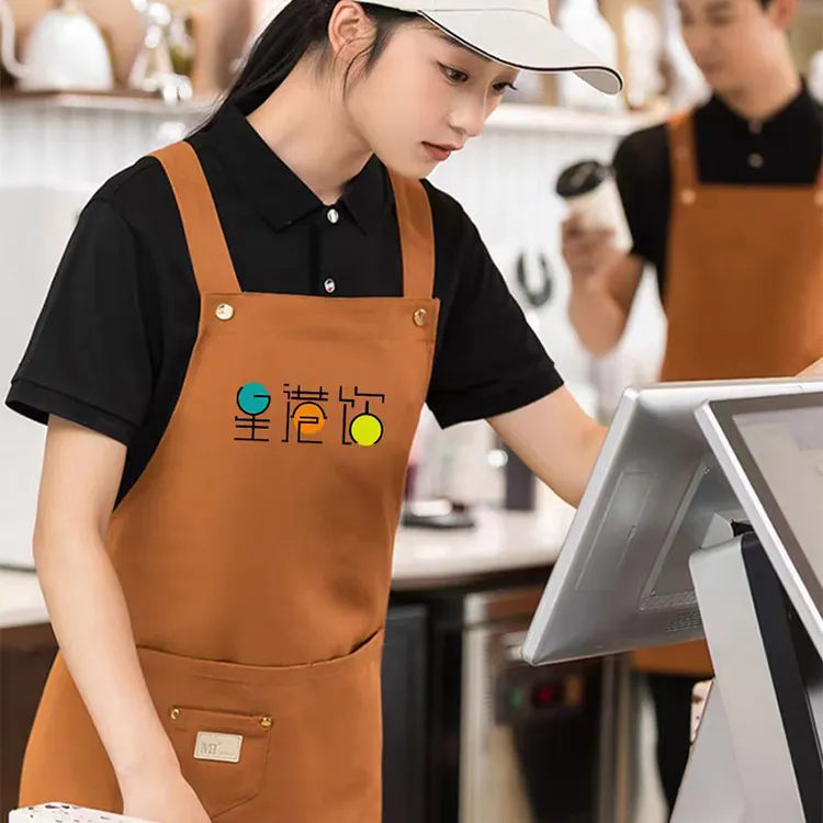 网红帆布围裙定制logo印字防水家用围腰韩版烧烤餐饮专用水果女款