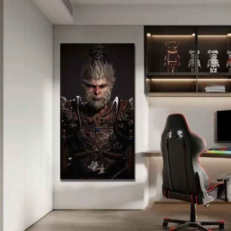 包安装黑神话悟空装饰画LED灯发光玄关墙壁画网吧电竞酒房间挂画