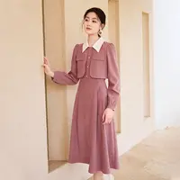 【直播专享】Q844136连衣裙 香影假两件连衣裙女秋冬新款长袖正